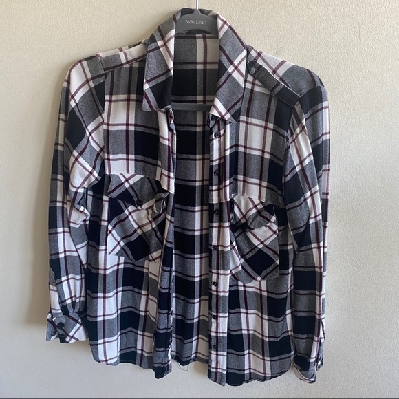 ANTHROPOLOGIE 𝅺Sanctuary Plaid Boyfriend Oversized Shirt Small - Picture 3 of 7